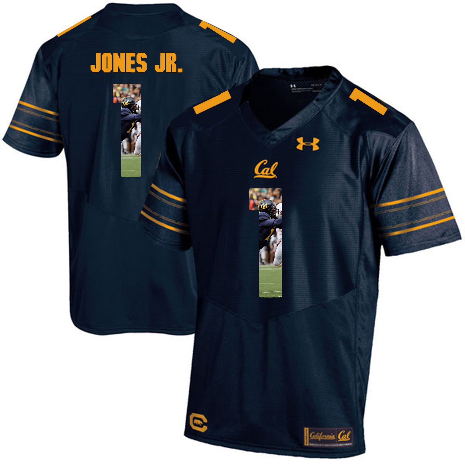 Men California Golden Bears 1 Marvin Jones Jr. Dark blue Customized NCAA Jerseys